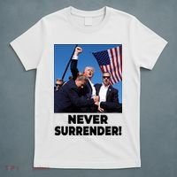 Never Surrender Trump Rally Shooting Donald Trump Statement T-Shirt thumb 5