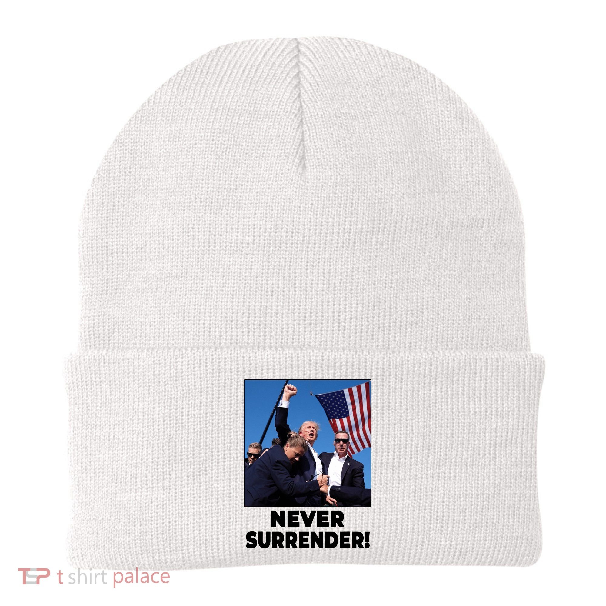 Never Surrender Trump Rally Shooting Donald Trump Statement Beanie
