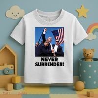 Never Surrender Trump Rally Shooting Donald Trump Statement Toddler T-Shirt thumb 3