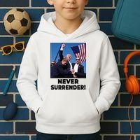 Never Surrender Trump Rally Shooting Donald Trump Statement Kids Hoodie thumb 2