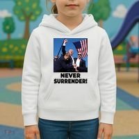 Never Surrender Trump Rally Shooting Donald Trump Statement Kids Hoodie thumb 3