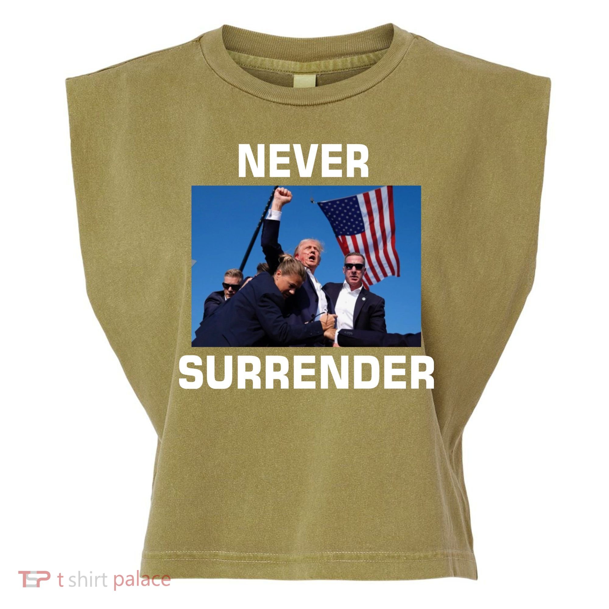 Never Surrender Trump Pennsylvania Rally Garment-Dyed Women's Muscle Tee