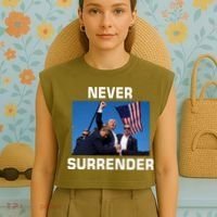 Never Surrender Trump Pennsylvania Rally Garment-Dyed Women's Muscle Tee thumb 4