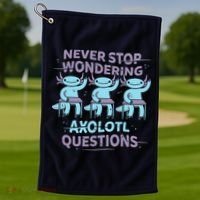 Never Stop Wondering AXOLOTL QUESTIONS Golf Towel thumb 1