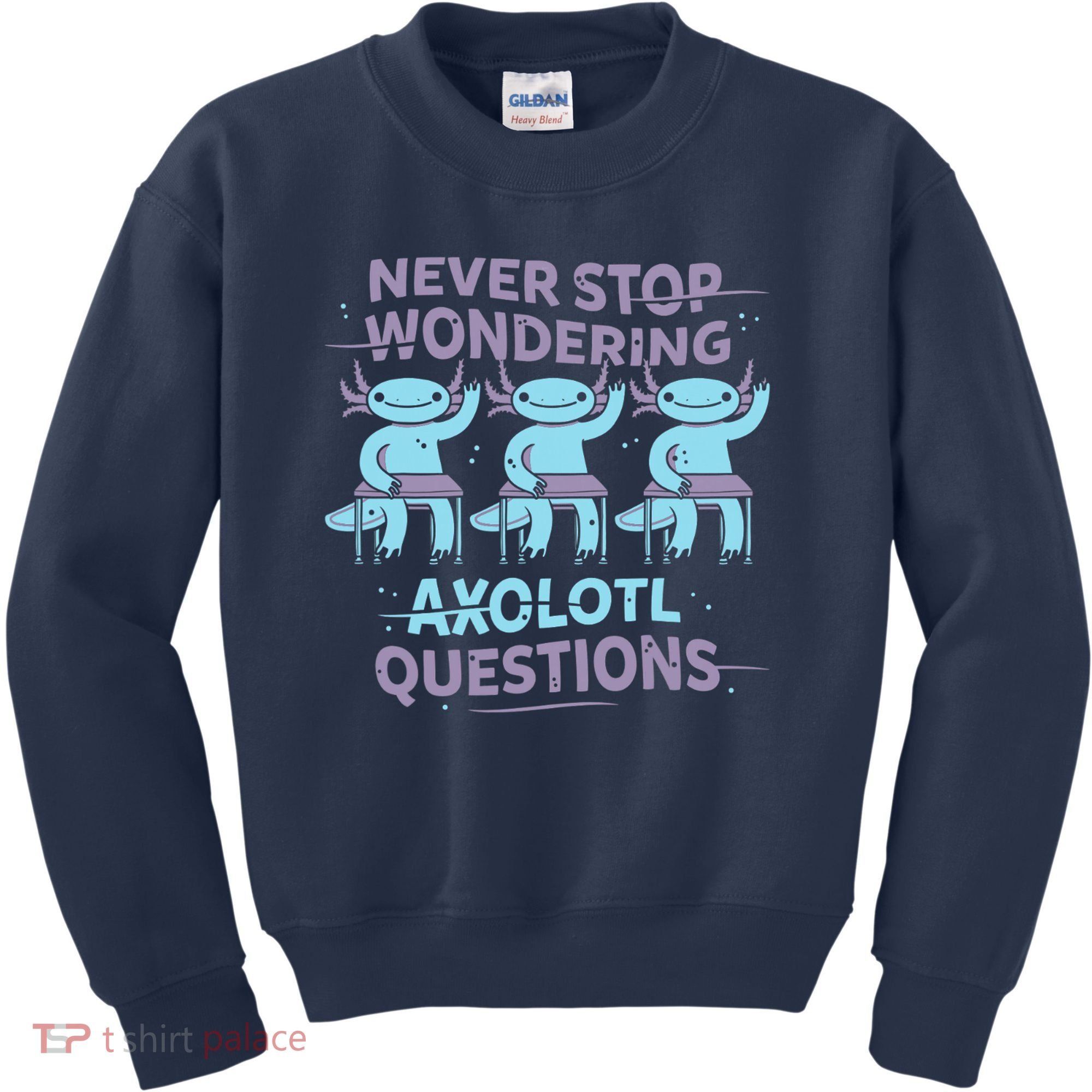 Never Stop Wondering AXOLOTL QUESTIONS Kids Sweatshirt