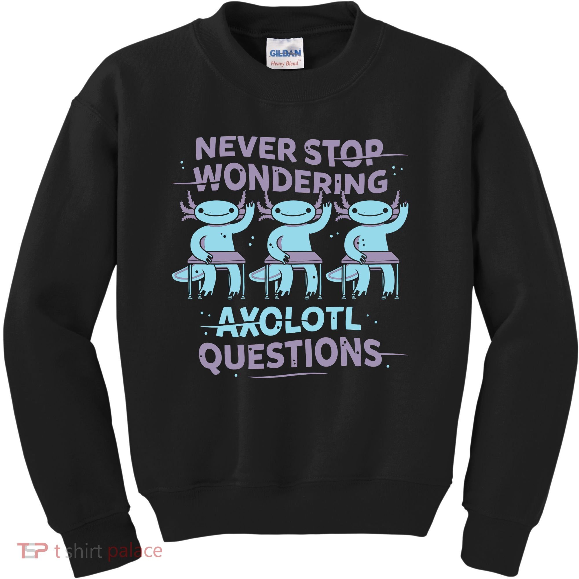 Never Stop Wondering Axolotl Questions Kids Sweatshirt