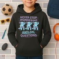 Never Stop Wondering Axolotl Questions Kids Hoodie thumb 2