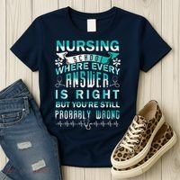 Nursing School Where Every Answer Is Right But You're Still Probably Wrong Women's T-Shirt thumb 3