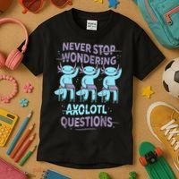 Never Stop Wondering AXOLOTL QUESTIONS For Axolotl Lovers Kids T-Shirt thumb 3