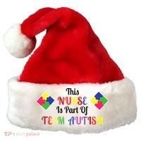 Nurse Team Autism Awareness Santa Hat thumb 0