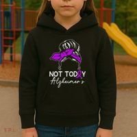 Not Today Alzheimers Alzheimers Disease Awareness Kids Hoodie thumb 3