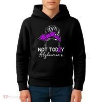 Not Today Alzheimers Alzheimers Disease Awareness Kids Hoodie thumb 4