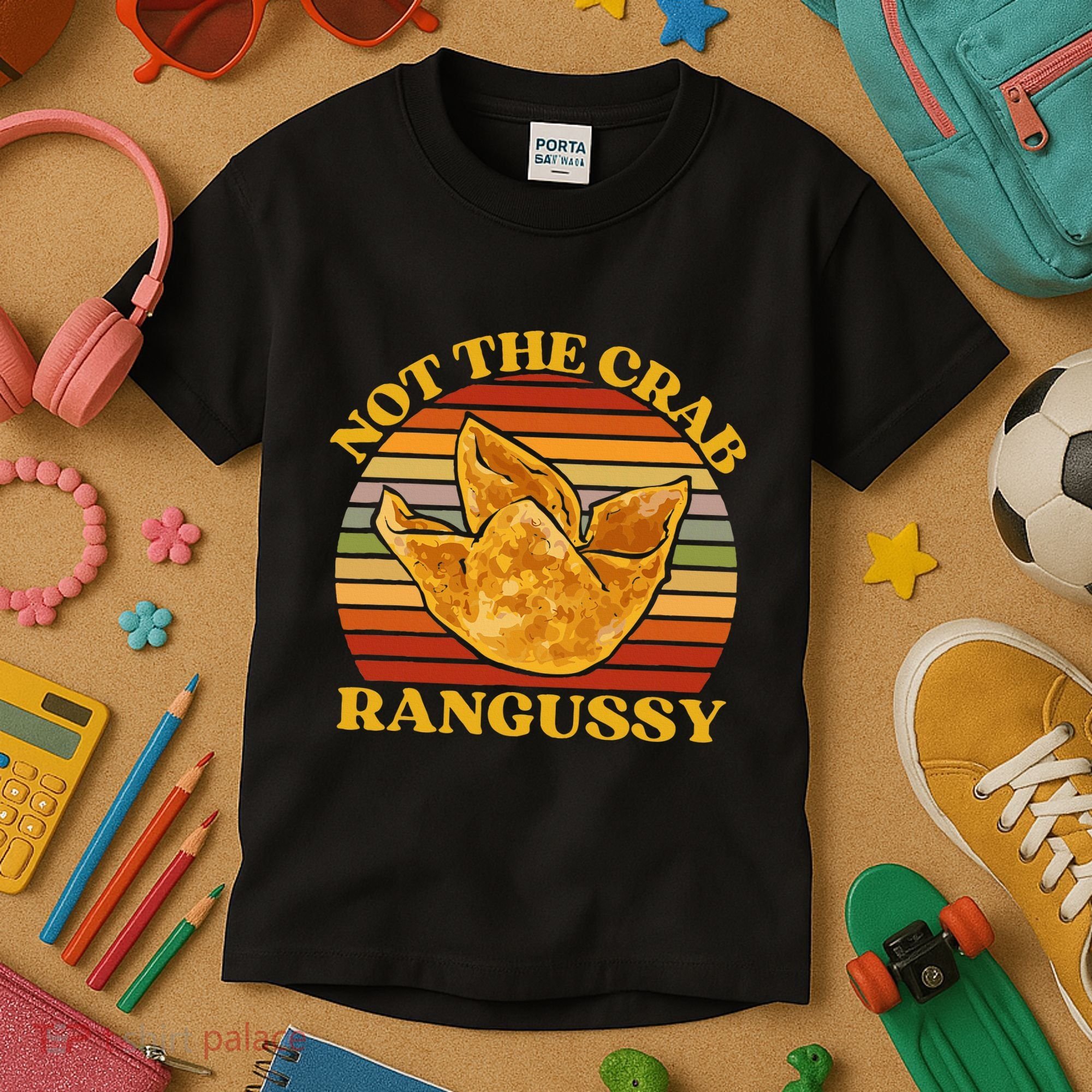 Not The Crab Rangussy Joke Meme Crab Rangoon Chinese Food Kids T-Shirt