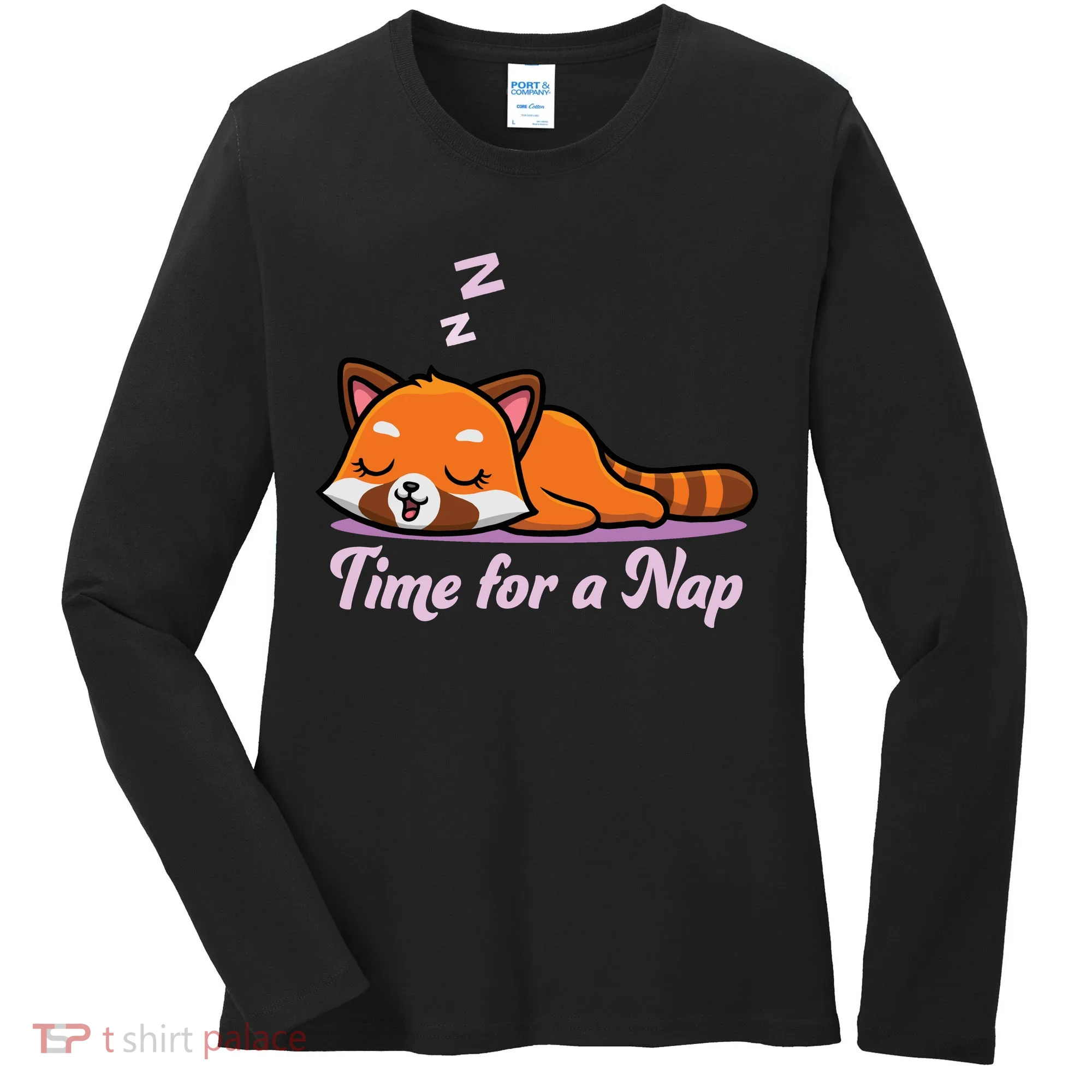 Nap Time Cute Red Panda Women's Long Sleeve Shirt