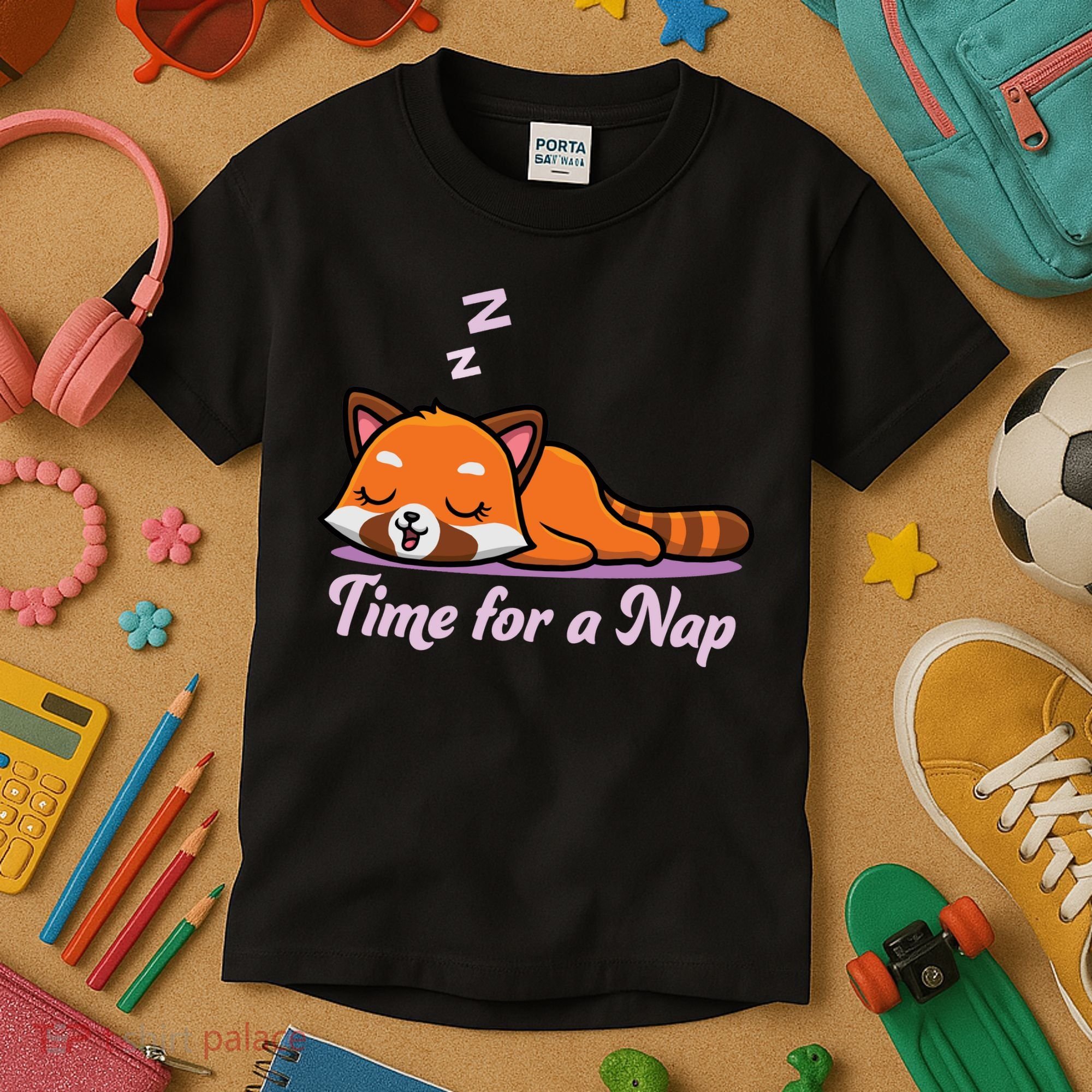 Nap Time Cute Red Panda Kids T-Shirt
