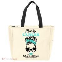 Nice Try Cancer But I’m Still Here Ovarian Cancer Warrior Great Gift Tote Bag thumb 0