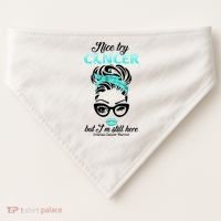 Nice Try Cancer But I’m Still Here Ovarian Cancer Warrior Great Gift USA-Made Doggie Bandana thumb 0