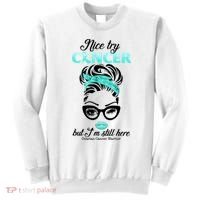 Nice Try Cancer But I’m Still Here Ovarian Cancer Warrior Great Gift Sweatshirt thumb 0