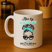 Nice Try Cancer But I’m Still Here Ovarian Cancer Warrior Great Gift Coffee Mug thumb 4