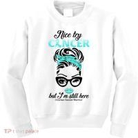 Nice Try Cancer But I’m Still Here Ovarian Cancer Warrior Great Gift Kids Sweatshirt thumb 0