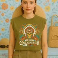 Not Today Colonizer Native American Indigenous Indian Tribe Garment-Dyed Women's Muscle Tee thumb 4