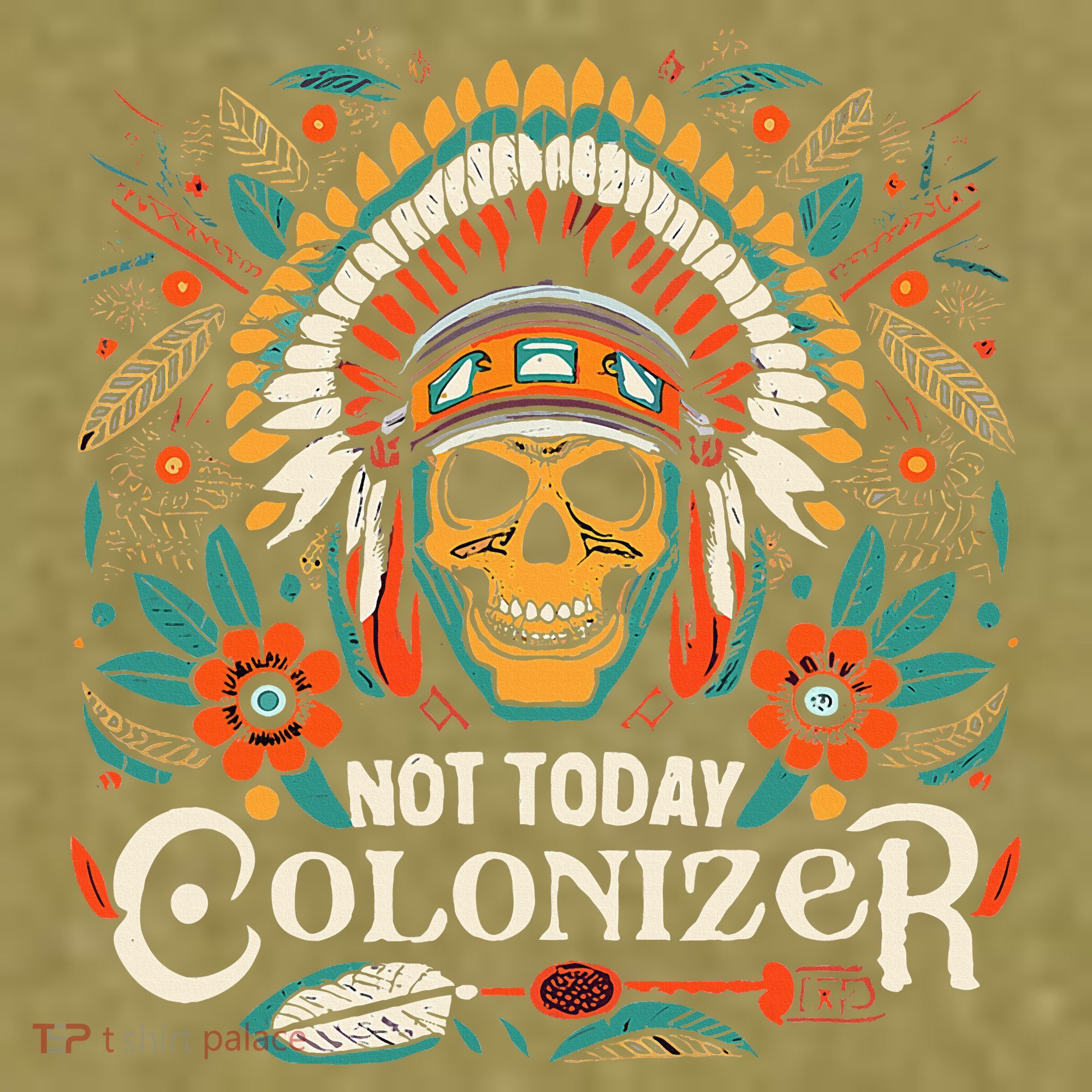 Not Today Colonizer Native American Indigenous Indian Tribe Garment-Dyed Women's Muscle Tee