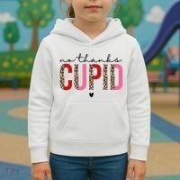 No Thanks Cupid Funny Anti Valentine Kids Hoodie thumb 3