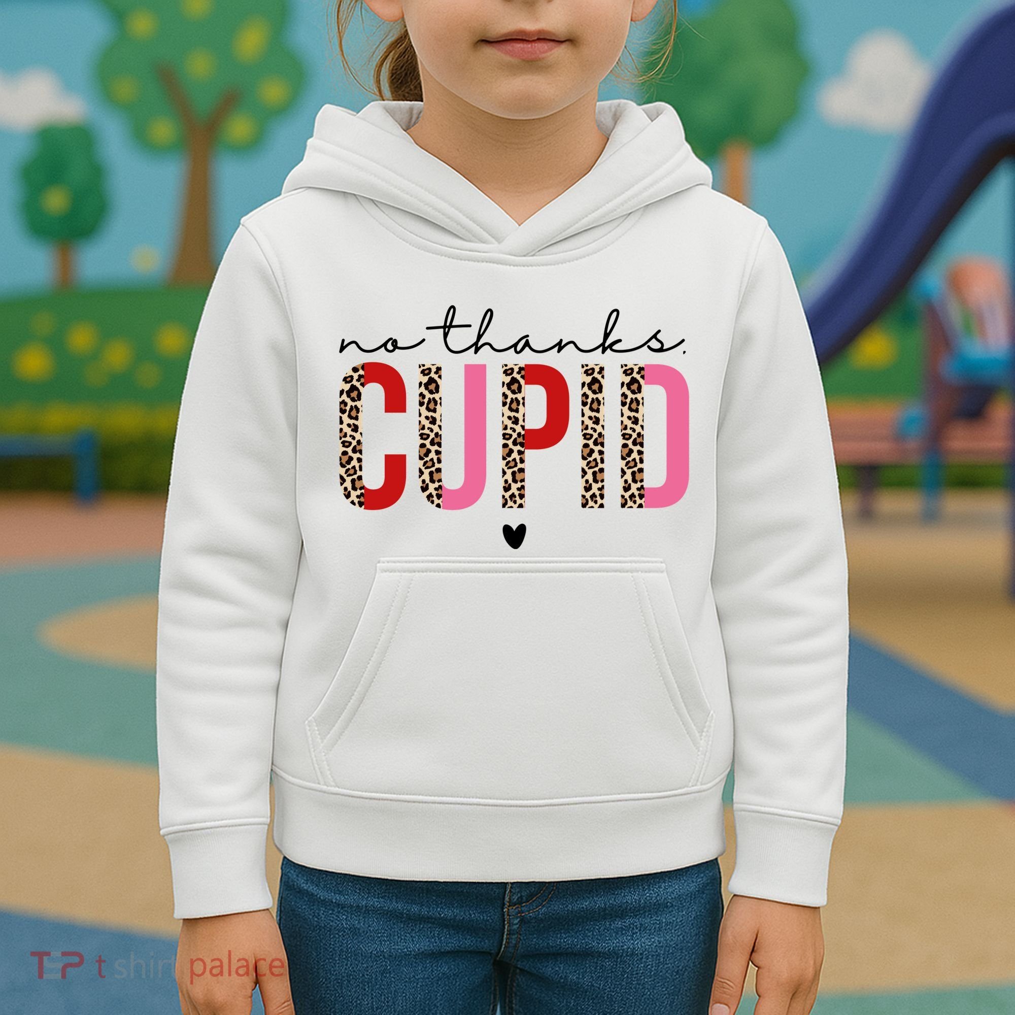 No Thanks Cupid Funny Anti Valentine Kids Hoodie