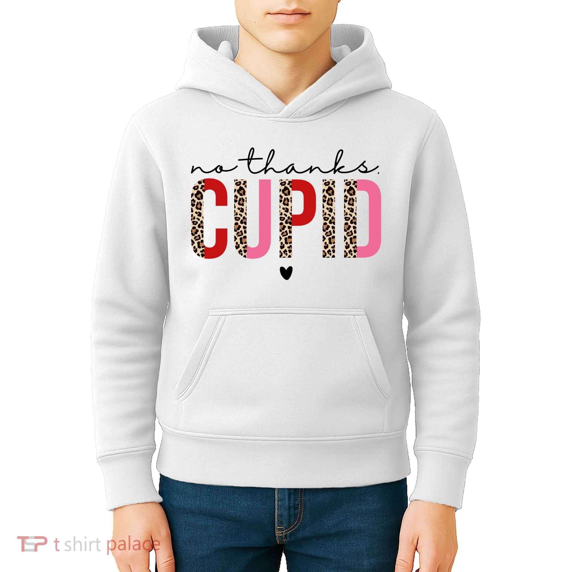 No Thanks Cupid Funny Anti Valentine Kids Hoodie