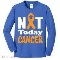 Not Today Cancer Fighter And Survivor Gift Kids Long Sleeve Shirt thumb 0