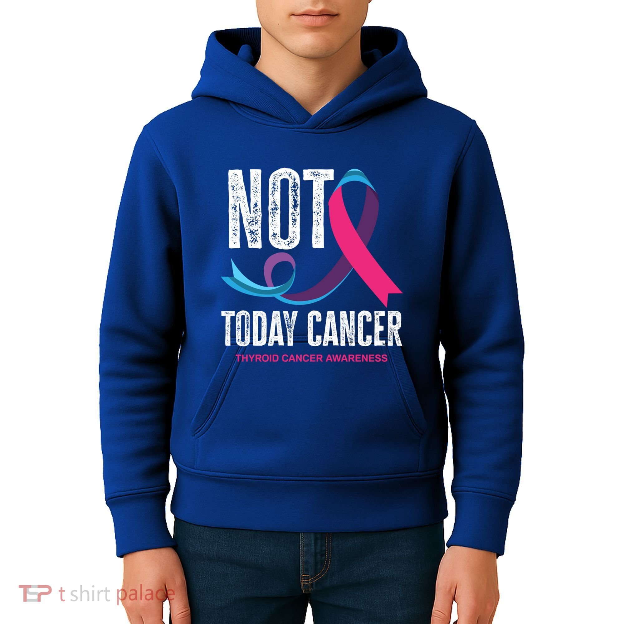 Not Today Cancer Support Thyroid Cancer Awareness Thyroid Cool Gift Kids Hoodie