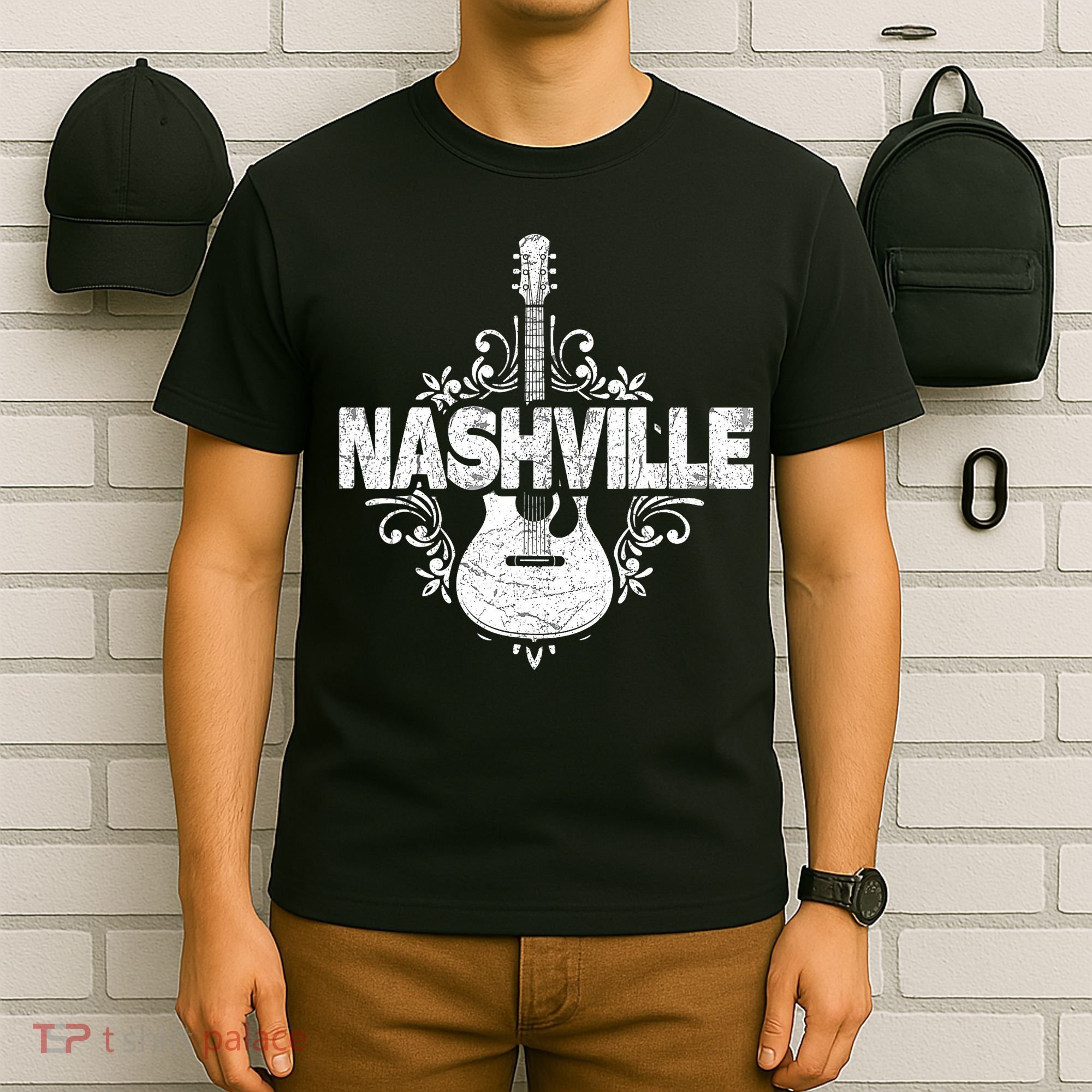 Nashville Tennessee Country Music Lovers Retro Guitar Player T-Shirt