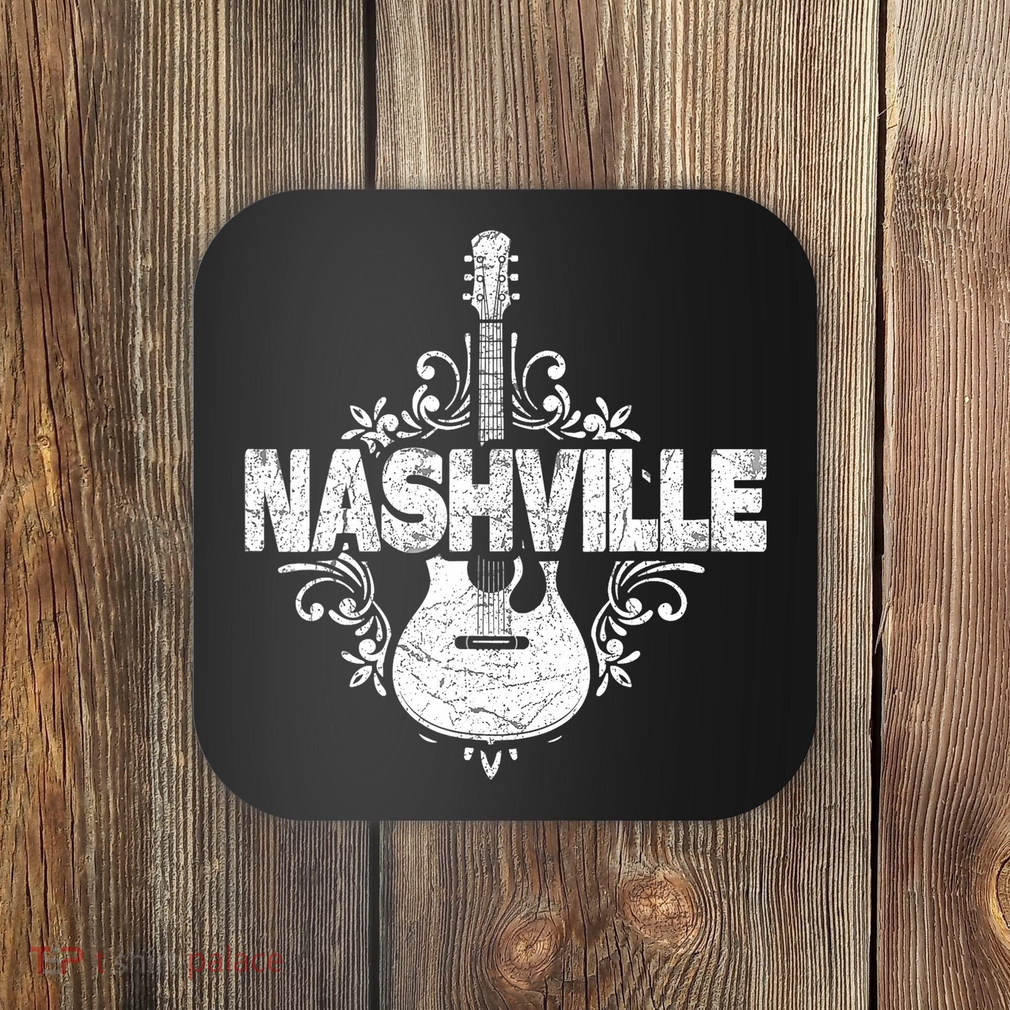 Nashville Tennessee Country Music Lovers Retro Guitar Player Coaster
