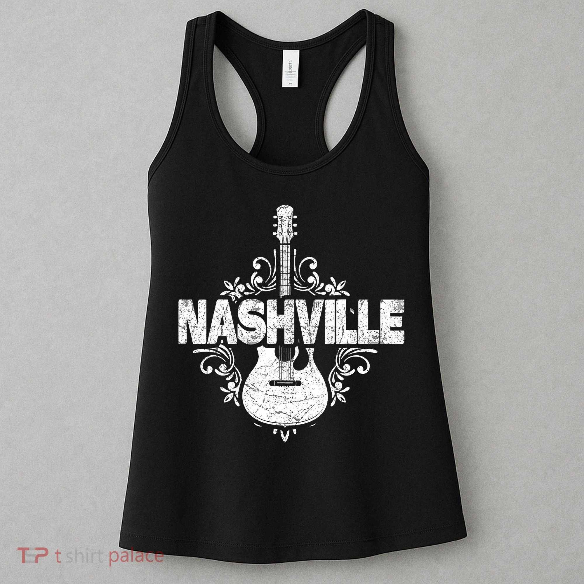 Nashville Tennessee Country Music Lovers Retro Guitar Player Women's Tank Top