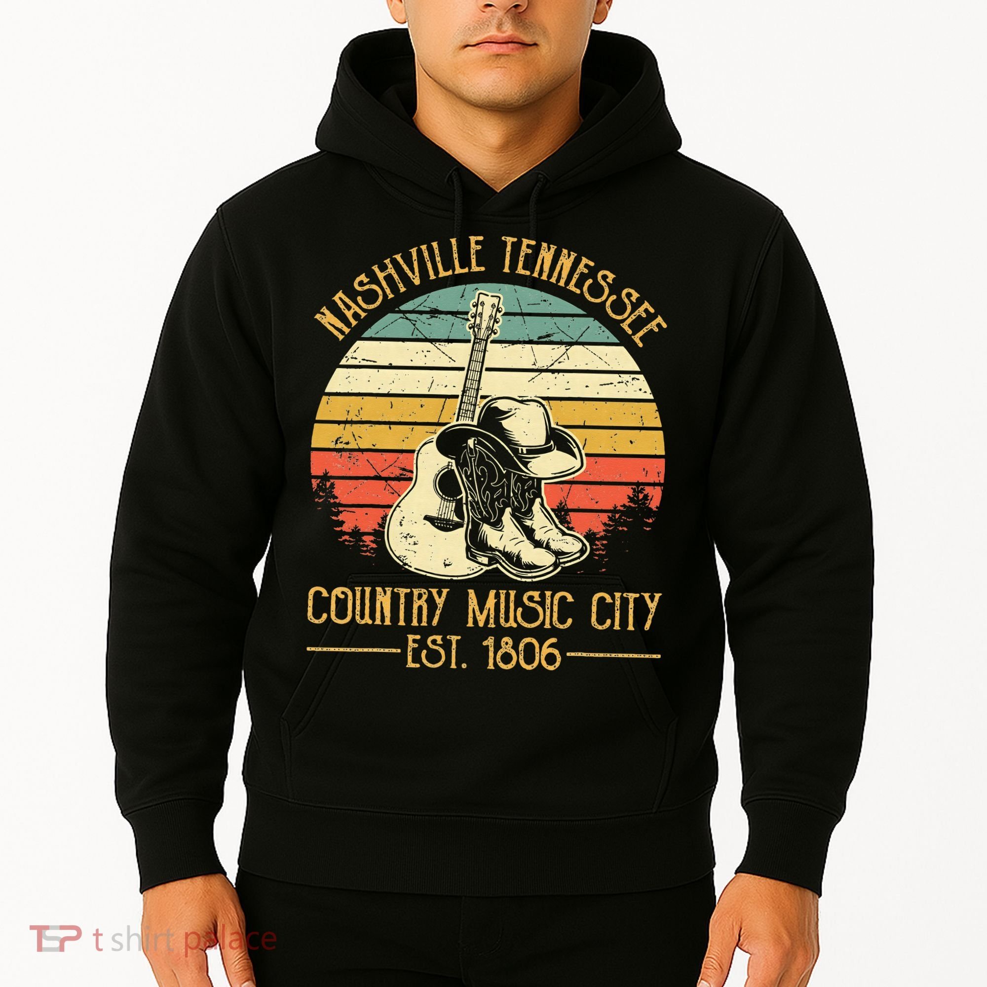 Nashville Tennessee Country Music City Boots Hat Guitar Hoodie