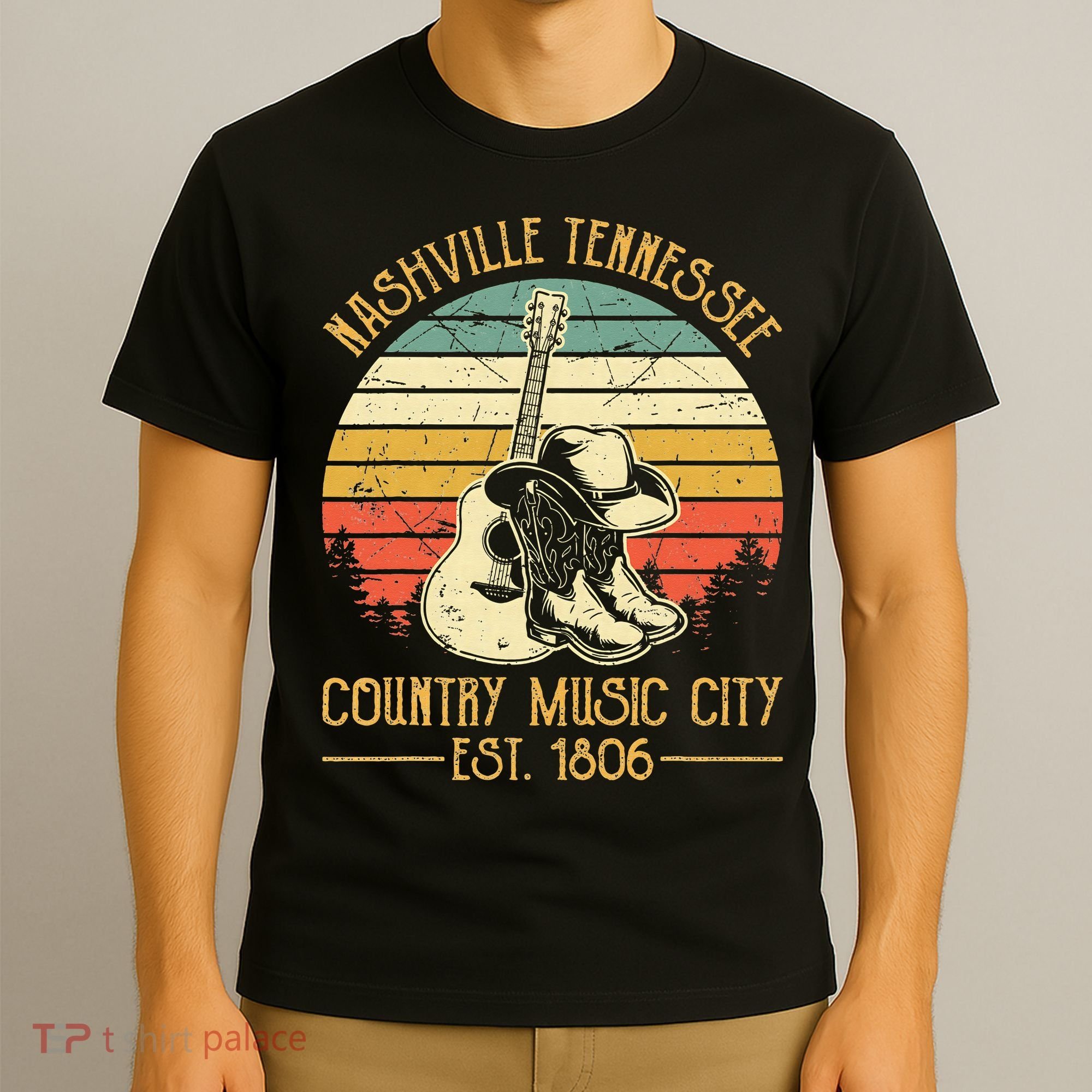 Nashville Tennessee Country Music City Boots Hat Guitar T-Shirt