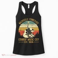 Nashville Tennessee Country Music City Boots Hat Guitar Women's Tank Top thumb 0
