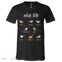 Nice Tits Funny Bird Watching Gift Dad V-Neck T-Shirt thumb 0