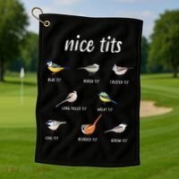 Nice Tits Funny Bird Watching Gift Dad Golf Towel thumb 1