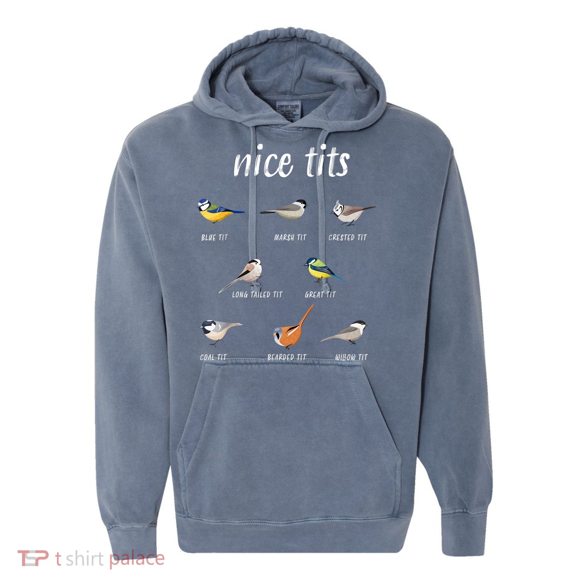 Nice Tits Funny Bird Watching Gift Dad Comfort Colors Garment-Dyed Hooded Sweatshirt