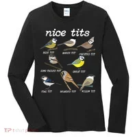 Nice Tits Funny Bird Watching Birdwatcher Women's Long Sleeve Shirt thumb 0