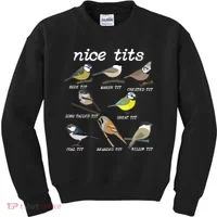 Nice Tits Funny Bird Watching Birdwatcher Kids Sweatshirt thumb 0