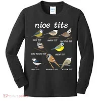 Nice Tits Funny Bird Watching Birdwatcher Kids Long Sleeve Shirt thumb 0