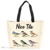 Nice Tits Funny Bird Watching Birding Tote Bag thumb 0