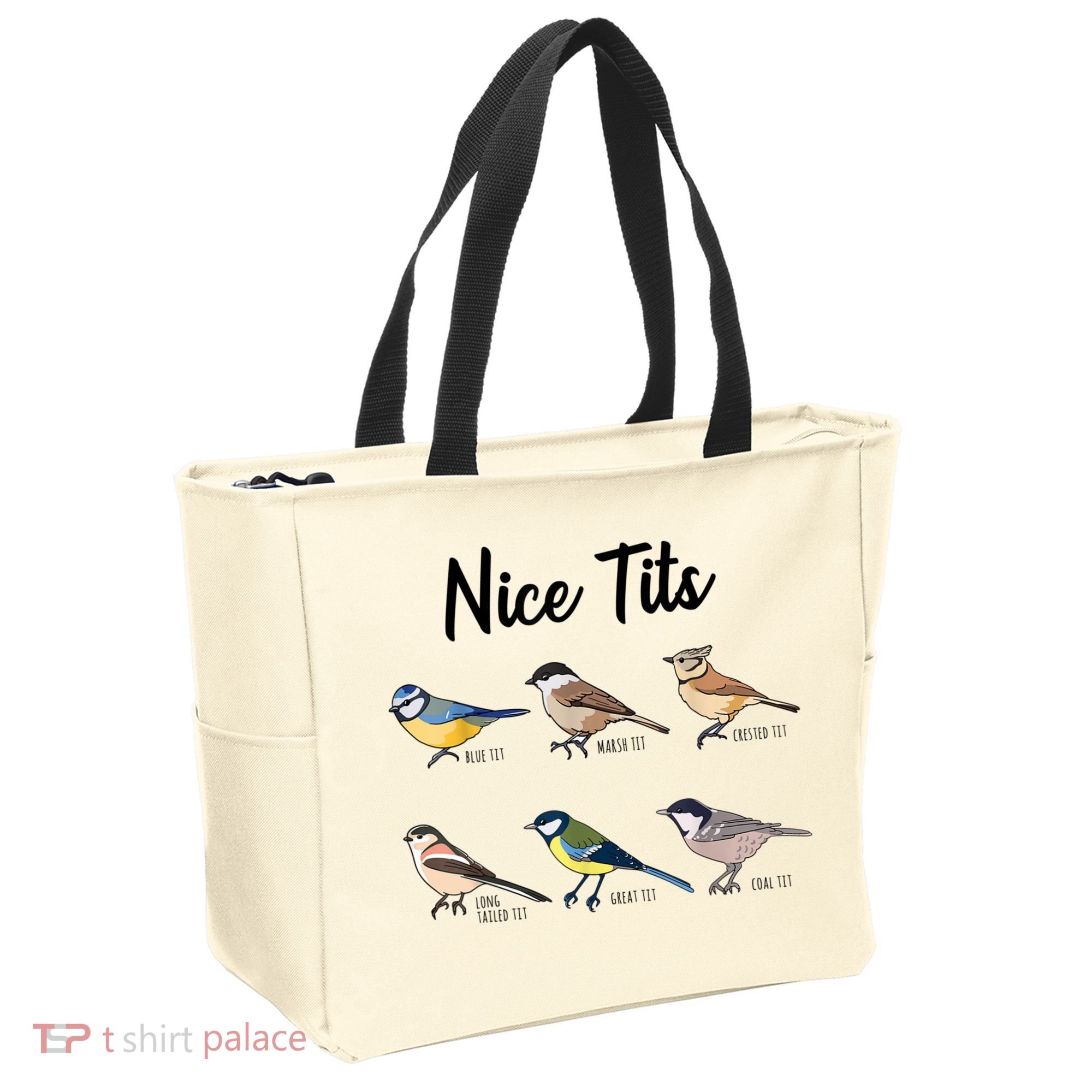 Nice Tits Funny Bird Watching Birding Tote Bag