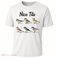 Nice Tits Funny Bird Watching Birding Cooling Performance Crew T-Shirt thumb 0