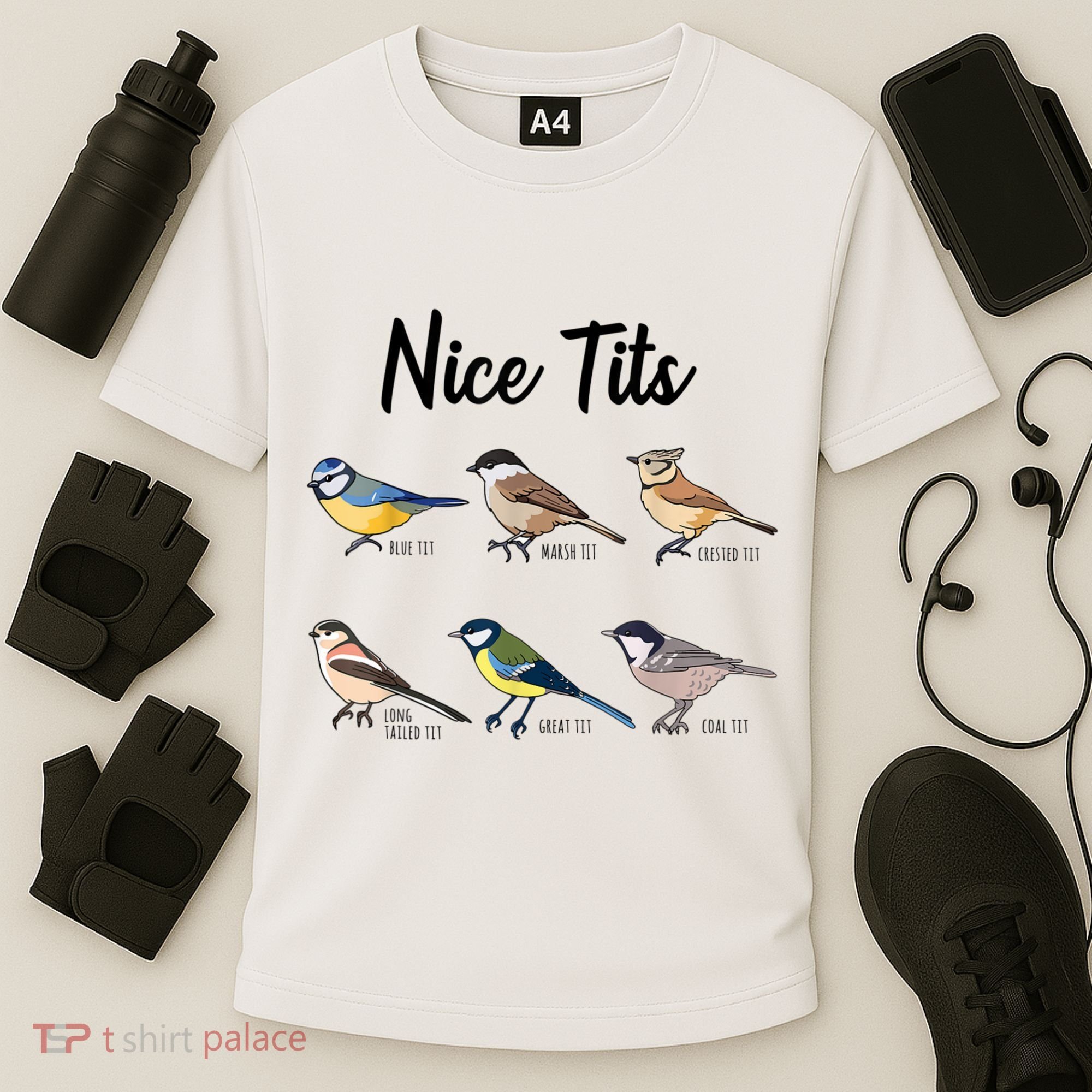 Nice Tits Funny Bird Watching Birding Cooling Performance Crew T-Shirt