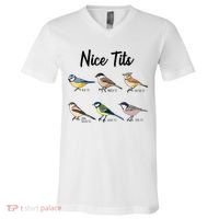 Nice Tits Funny Bird Watching Birding V-Neck T-Shirt thumb 0
