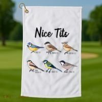 Nice Tits Funny Bird Watching Birding Golf Towel thumb 1