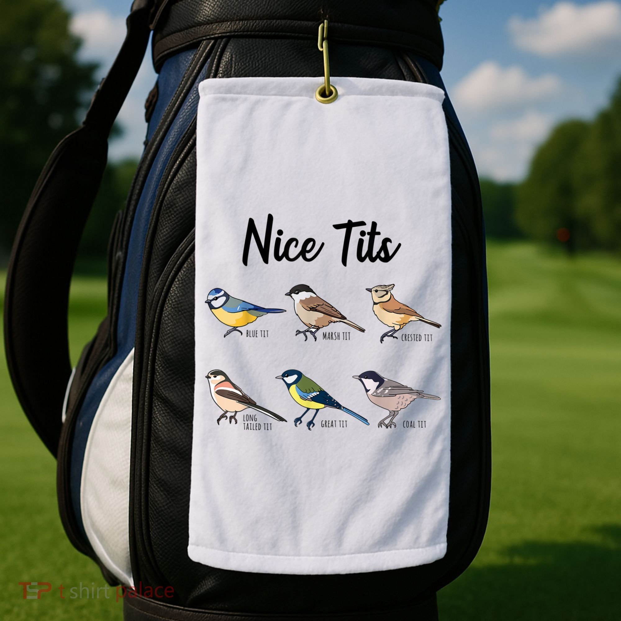 Nice Tits Funny Bird Watching Birding Golf Towel